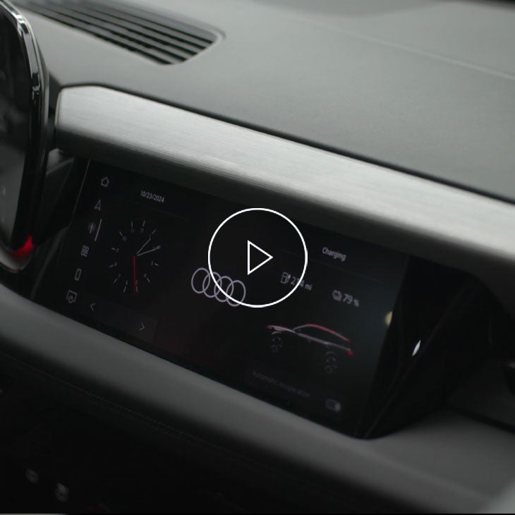 Close up on the passenger display in the Audi Q6 e-tron.