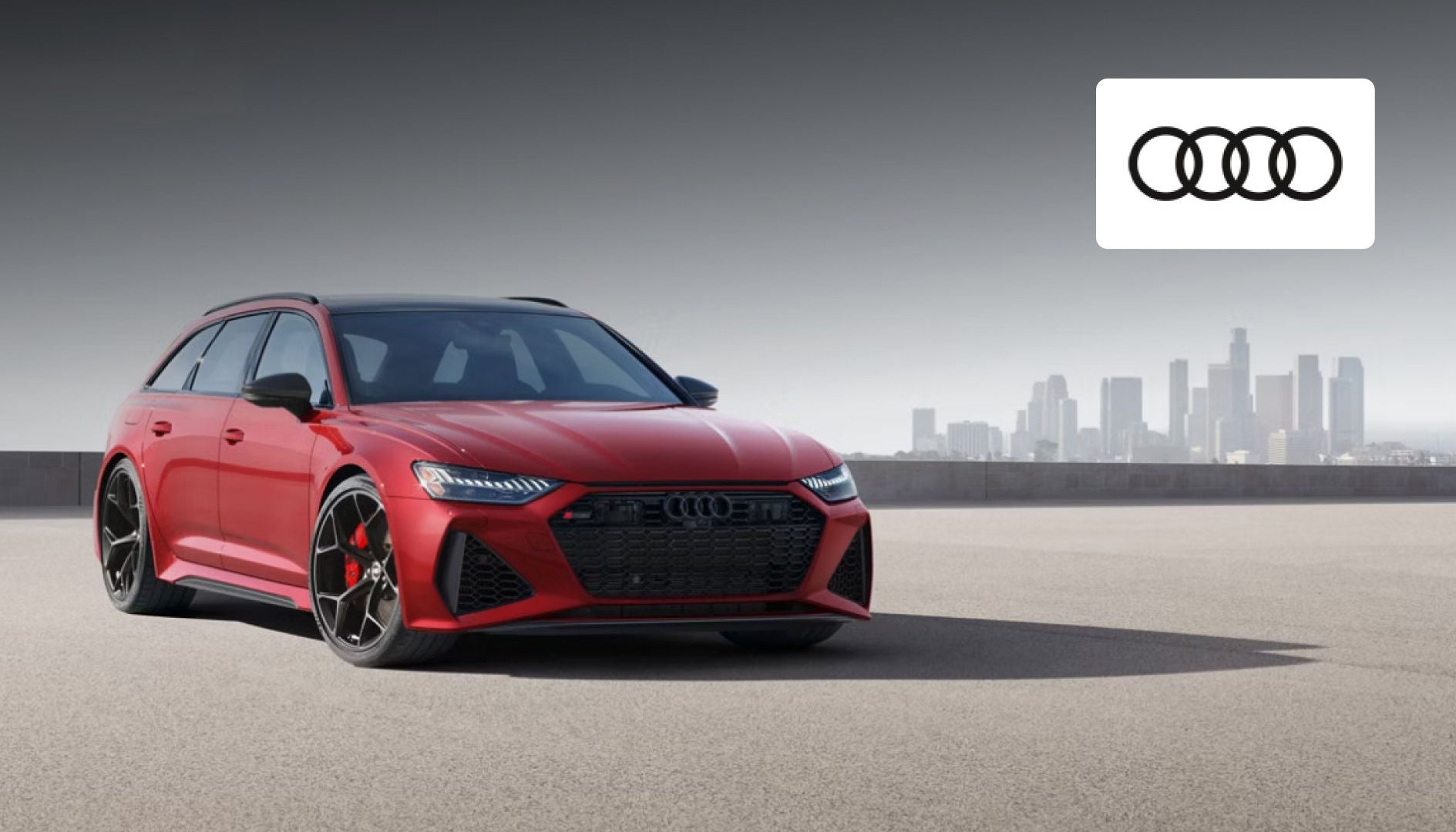 Audi RS6 Avant luxury performance estate parked outside the Audi Dayton showroom 