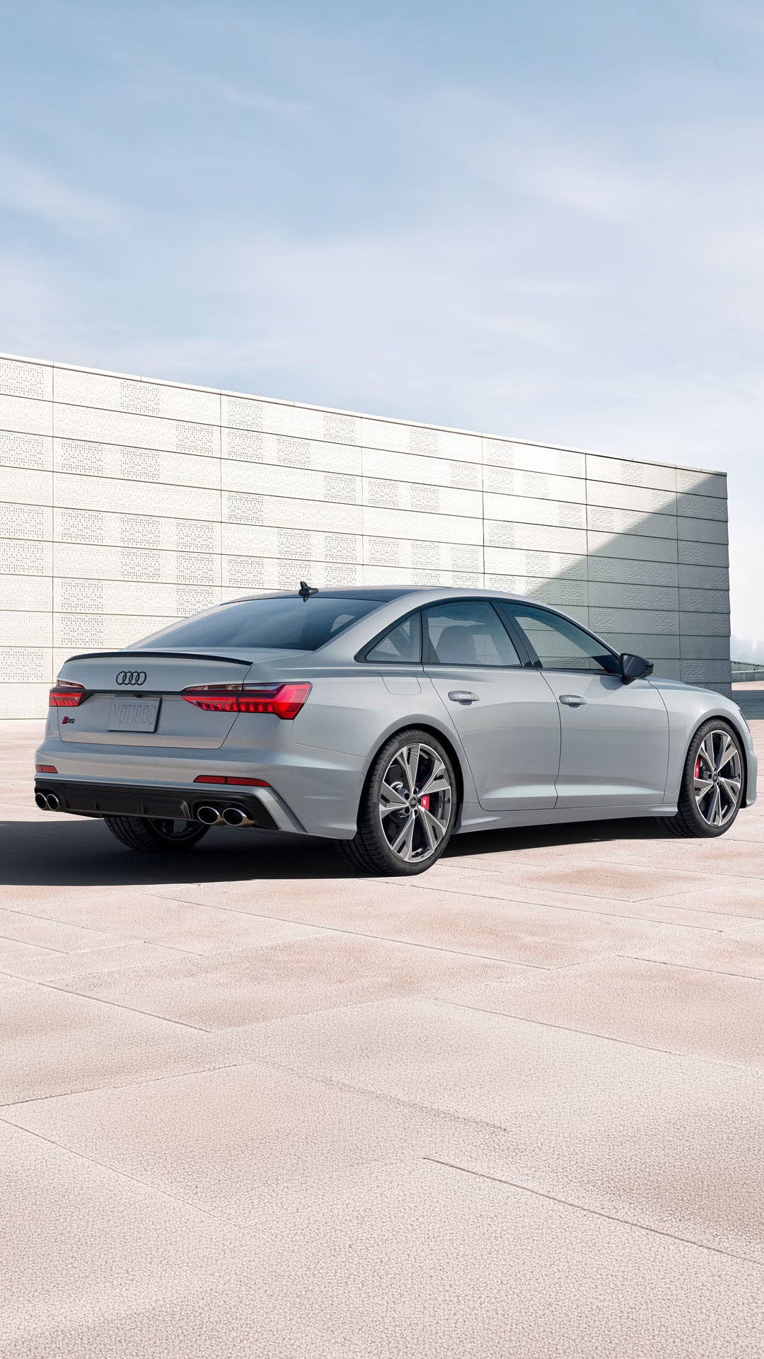 3/4 rear profile view of an Audi Sedan