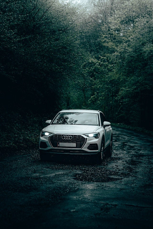 Audi SUV in a forest