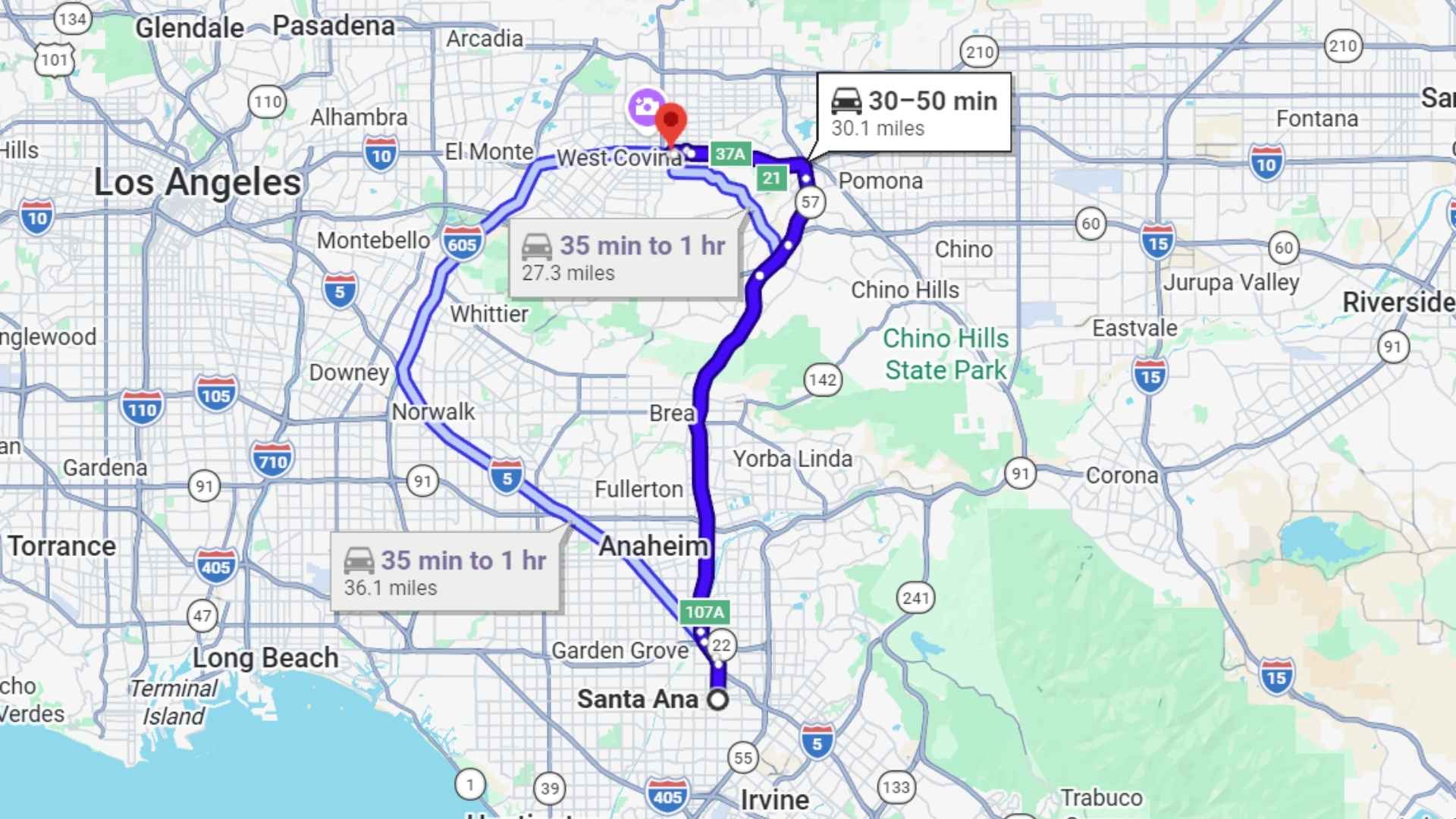 Directions From Santa Ana to Audi West Covina