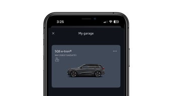 Close-up on a user's vehicle displayed on the myAudi app.