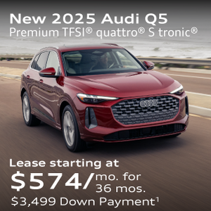 New 2025 Audi Q5 Premium Plus TFSI quattro S tronic® Lease starting at $574/mo. for 36 mos. $3,499 Down Payment