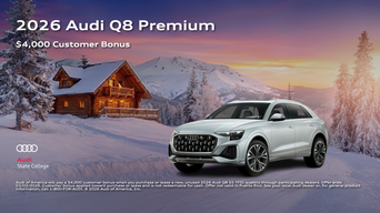 Three quarter view of an Audi Q8