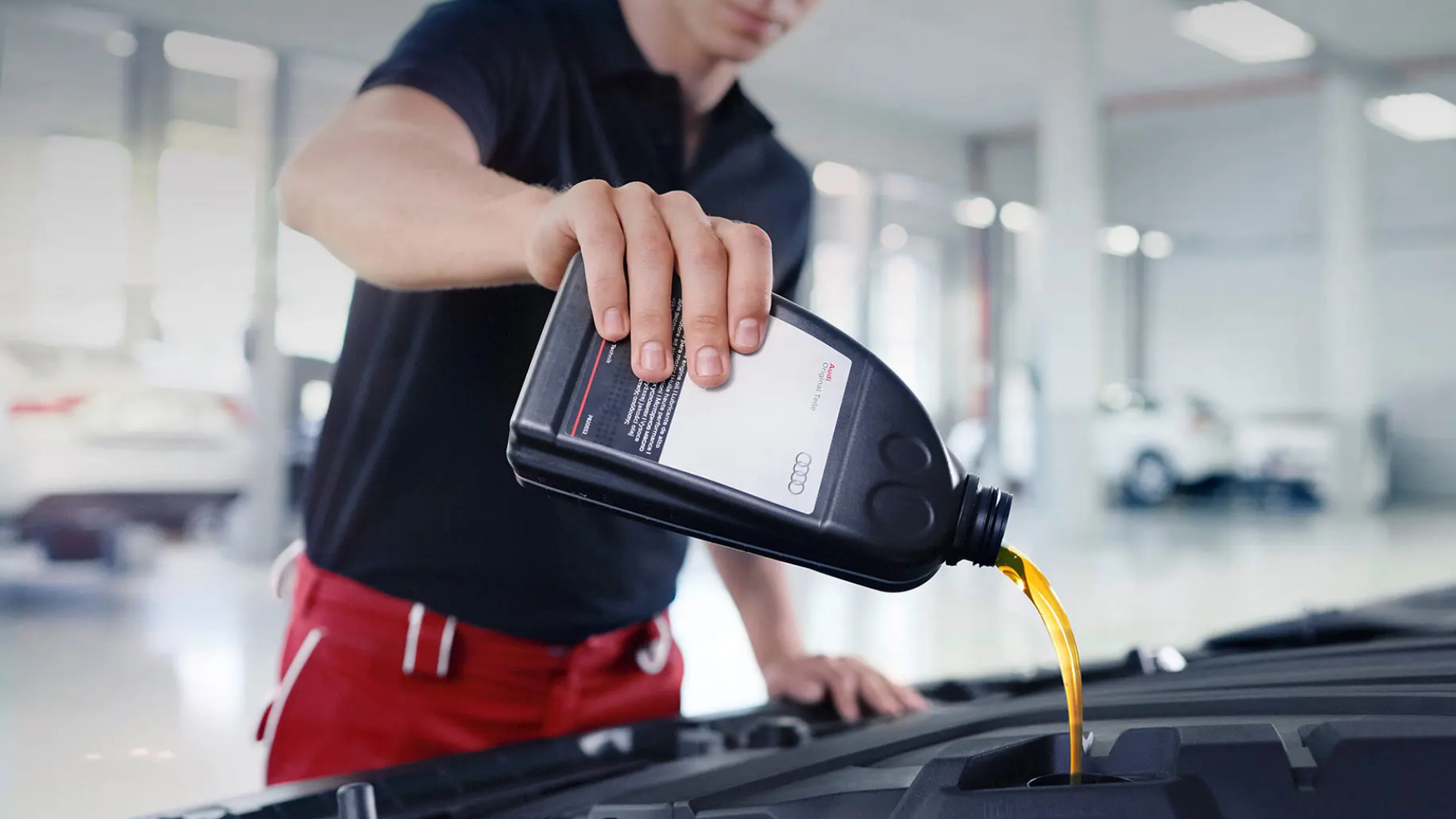 oil poured into Audi 