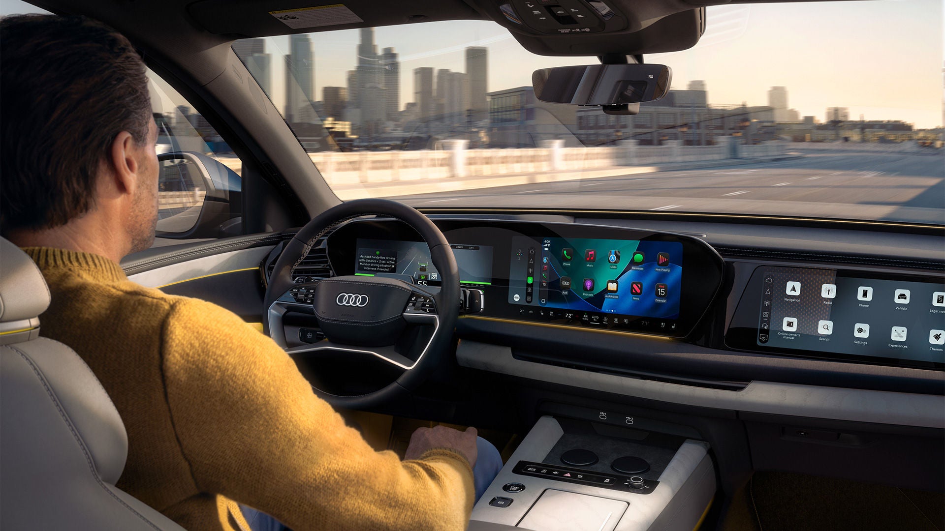 Interior view of an Audi Q9.